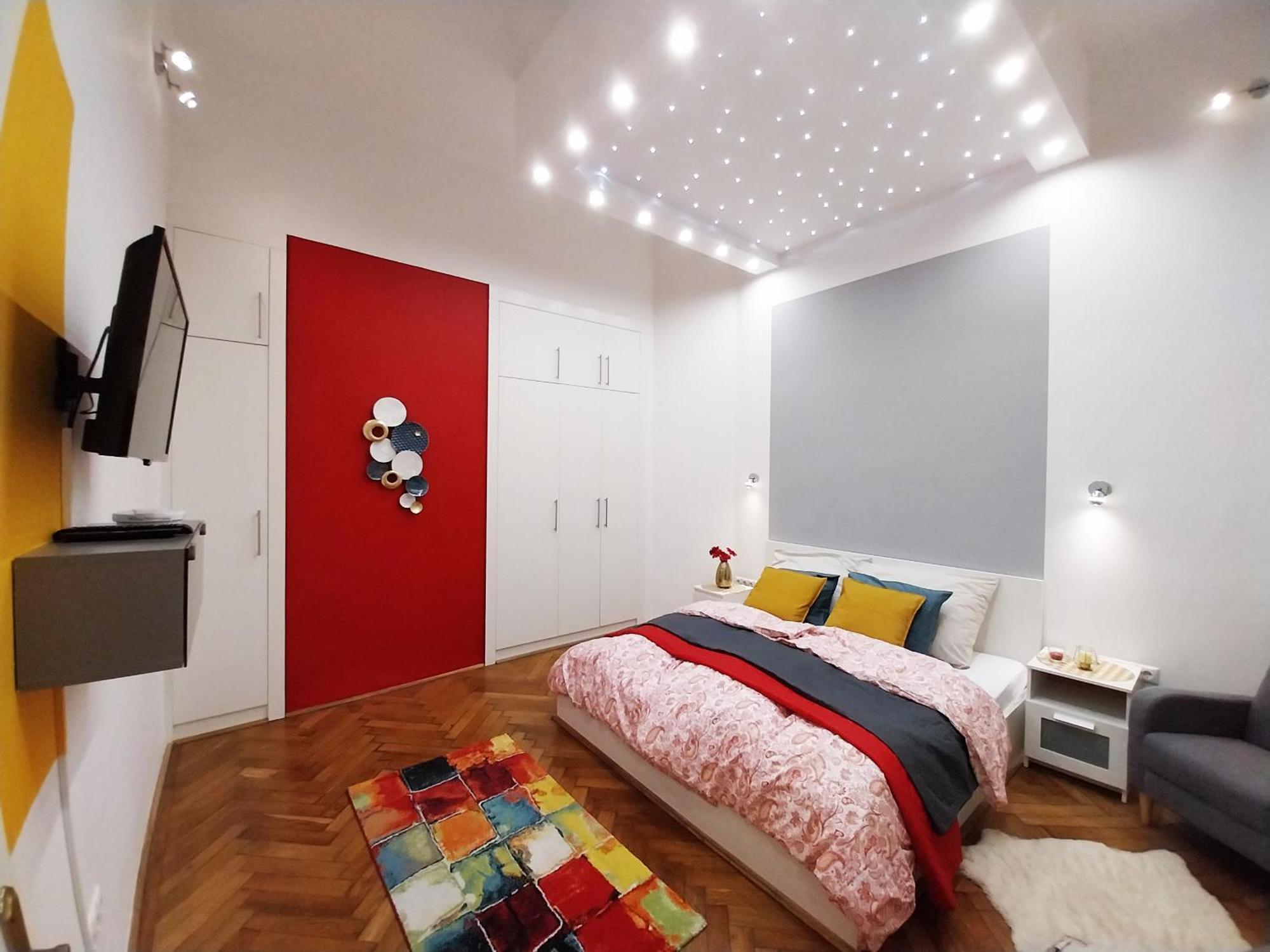 King Bed And Magical Lights In The Center